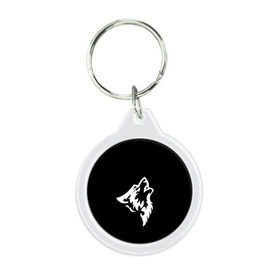 Брелок круглый с принтом Animal Wolf Black , пластик и полированная сталь | круглая форма, металлическое крепление в виде кольца | animal | black | wolf | волк | черный
