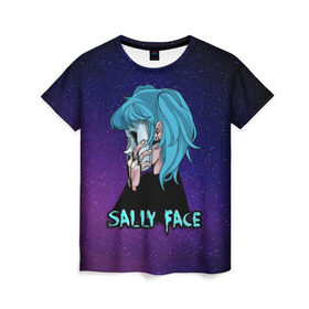 Женская футболка 3D с принтом Sally Face , 100% полиэфир ( синтетическое хлопкоподобное полотно) | прямой крой, круглый вырез горловины, длина до линии бедер | sally face | игра | компьютерная игра | лицо | маска | протез | салли фейс | школа | шрамы