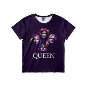 Детская футболка 3D с принтом Queen , 100% гипоаллергенный полиэфир | прямой крой, круглый вырез горловины, длина до линии бедер, чуть спущенное плечо, ткань немного тянется | queen | брайан мэи | британская | группа | джон дикон | королева | роджер тейлор | рок | фредди меркьюри