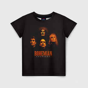 Детская футболка 3D с принтом Queen Bohemian Rhapsody , 100% гипоаллергенный полиэфир | прямой крой, круглый вырез горловины, длина до линии бедер, чуть спущенное плечо, ткань немного тянется | queen | брайан мэи | британская | группа | джон дикон | королева | роджер тейлор | рок | фредди меркьюри