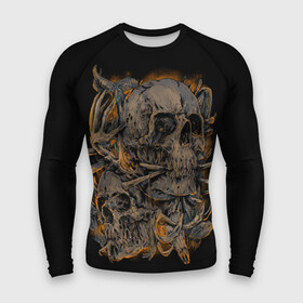 Мужской рашгард 3D с принтом Черепа ,  |  | dead | demon | devil | executioner | punisher | rap | rock | satan | skull | swag | каратель | палач | скелет | череп