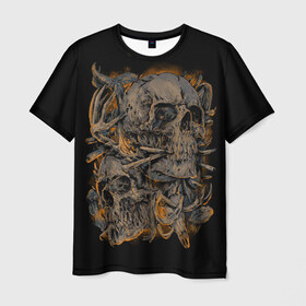 Мужская футболка 3D с принтом Черепа , 100% полиэфир | прямой крой, круглый вырез горловины, длина до линии бедер | Тематика изображения на принте: dead | demon | devil | executioner | punisher | rap | rock | satan | skull | swag | каратель | палач | скелет | череп