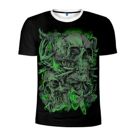 Мужская футболка 3D спортивная с принтом Черепа , 100% полиэстер с улучшенными характеристиками | приталенный силуэт, круглая горловина, широкие плечи, сужается к линии бедра | dead | demon | devil | executioner | punisher | rap | rock | satan | skull | swag | каратель | палач | скелет | череп