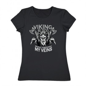 Женская футболка хлопок с принтом Викинг , 100% хлопок | прямой крой, круглый вырез горловины, длина до линии бедер, слегка спущенное плечо | viking | викинг | викинги | ворон
