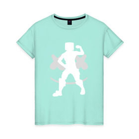 Женская футболка хлопок с принтом FORTNITE x MARSHMELLO , 100% хлопок | прямой крой, круглый вырез горловины, длина до линии бедер, слегка спущенное плечо | 
