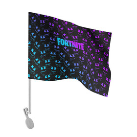 Флаг для автомобиля с принтом FORTNITE MARSHMELLO NEON , 100% полиэстер | Размер: 30*21 см | 2019 | armor | armour | cybersport | esport | fortnite | game | llama | logo | броня | игра | киберспорт | лама | фиолетовый | фирменные цвета | фортнайт