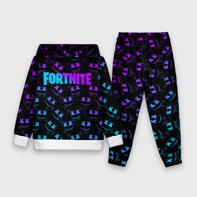 Детский костюм 3D (с толстовкой) с принтом FORTNITE MARSHMELLO NEON ,  |  | 2019 | armor | armour | cybersport | esport | fortnite | game | llama | logo | броня | игра | киберспорт | лама | фиолетовый | фирменные цвета | фортнайт