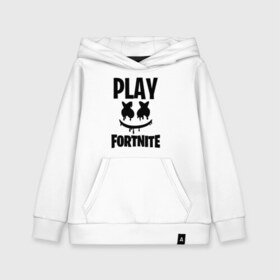 Детская толстовка хлопок с принтом FORTNITE x MARSHMELLO , 100% хлопок | Круглый горловой вырез, эластичные манжеты, пояс, капюшен | 2019 | armor | armour | cybersport | esport | fortnite | game | llama | logo | броня | игра | киберспорт | лама | фиолетовый | фирменные цвета | фортнайт