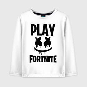 Детский лонгслив хлопок с принтом FORTNITE x MARSHMELLO , 100% хлопок | круглый вырез горловины, полуприлегающий силуэт, длина до линии бедер | 2019 | armor | armour | cybersport | esport | fortnite | game | llama | logo | броня | игра | киберспорт | лама | фиолетовый | фирменные цвета | фортнайт