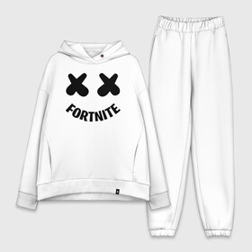 Женский костюм хлопок Oversize с принтом FORTNITE x MARSHMELLO ,  |  | 2019 | armor | armour | cybersport | esport | fortnite | game | llama | logo | броня | игра | киберспорт | лама | фиолетовый | фирменные цвета | фортнайт