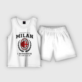 Детская пижама с шортами хлопок с принтом Милан ,  |  | ac milan | diavolo | milan | rossoneri | дьяволы | италия | красно чёрные | милан | серия а | форма | футбол | футболист | футбольная | футбольный клуб