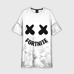 Детское платье 3D с принтом FORTNITE x MARSHMELLO , 100% полиэстер | прямой силуэт, чуть расширенный к низу. Круглая горловина, на рукавах — воланы | 2019 | armor | armour | cybersport | esport | fortnite | game | llama | logo | броня | игра | киберспорт | лама | фиолетовый | фирменные цвета | фортнайт