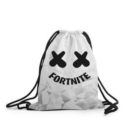 Рюкзак-мешок 3D с принтом FORTNITE x MARSHMELLO , 100% полиэстер | плотность ткани — 200 г/м2, размер — 35 х 45 см; лямки — толстые шнурки, застежка на шнуровке, без карманов и подкладки | 2019 | armor | armour | cybersport | esport | fortnite | game | llama | logo | броня | игра | киберспорт | лама | фиолетовый | фирменные цвета | фортнайт