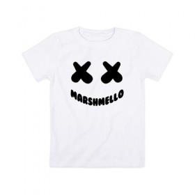 Детская футболка хлопок с принтом MARSHMELLO , 100% хлопок | круглый вырез горловины, полуприлегающий силуэт, длина до линии бедер | dj | marshmello | usa | америка | клубная музыка | маршмелло | музыка | музыкант