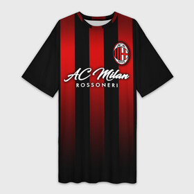 Платье-футболка 3D с принтом Милан ,  |  | ac milan | diavolo | milan | rossoneri | дьяволы | италия | красно чёрные | милан | серия а | форма | футбол | футболист | футбольная | футбольный клуб