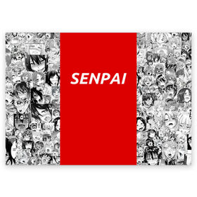 Поздравительная открытка с принтом SENPAI , 100% бумага | плотность бумаги 280 г/м2, матовая, на обратной стороне линовка и место для марки
 | Тематика изображения на принте: ahegao | anime | kawai | kowai | oppai | otaku | senpai | sugoi | waifu | weeaboo | yandere | аниме | ахегао | вайфу | виабу | каваи | ковай | культура | отаку | сенпай | сугои | тренд | яндере
