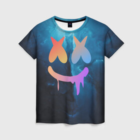 Женская футболка 3D с принтом Colors , 100% полиэфир ( синтетическое хлопкоподобное полотно) | прямой крой, круглый вырез горловины, длина до линии бедер | chris comstock | electronic | joytime iii | marshmallow | marshmello | клубная | маршмелло | маршмеллоу | электронная музыка