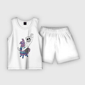 Детская пижама с шортами хлопок с принтом Лама ,  |  | chris comstock | electronic | fortnite | joytime iii | marshmallow | marshmello | клубная | маршмелло | маршмеллоу | фортнайт | электронная музыка