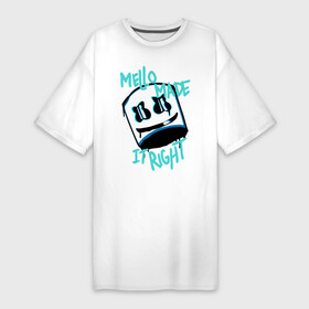 Платье-футболка хлопок с принтом Mello Made ,  |  | Тематика изображения на принте: chris comstock | electronic | fortnite | joytime iii | marshmallow | marshmello | клубная | маршмелло | маршмеллоу | фортнайт | электронная музыка