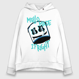 Женское худи Oversize хлопок с принтом Mello Made , френч-терри — 70% хлопок, 30% полиэстер. Мягкий теплый начес внутри —100% хлопок | боковые карманы, эластичные манжеты и нижняя кромка, капюшон на магнитной кнопке | Тематика изображения на принте: chris comstock | electronic | fortnite | joytime iii | marshmallow | marshmello | клубная | маршмелло | маршмеллоу | фортнайт | электронная музыка