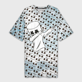 Платье-футболка 3D с принтом Даб ,  |  | chris comstock | electronic | fortnite | joytime iii | marshmallow | marshmello | клубная | маршмелло | маршмеллоу | фортнайт | электронная музыка
