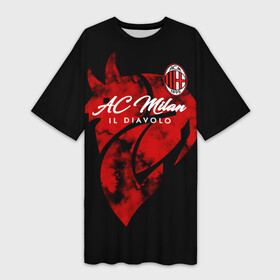 Платье-футболка 3D с принтом Милан ,  |  | ac milan | diavolo | milan | rossoneri | дьяволы | италия | красно чёрные | милан | серия а | форма | футбол | футболист | футбольная | футбольный клуб