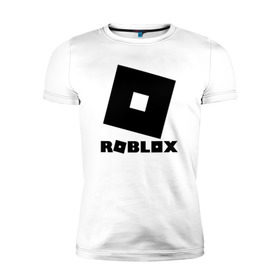 Мужская футболка премиум с принтом ROBLOX , 92% хлопок, 8% лайкра | приталенный силуэт, круглый вырез ворота, длина до линии бедра, короткий рукав | game | gamer | logo | minecraft | roblox | simulator | игра | конструктор | лого | симулятор | строительство | фигура