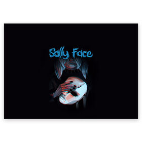 Поздравительная открытка с принтом Sally Face , 100% бумага | плотность бумаги 280 г/м2, матовая, на обратной стороне линовка и место для марки
 | sally face | загадка | лицо | протез | салли фейс | соседи | странные | тайна | ужас | фишер