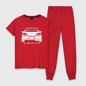 Женская пижама хлопок с принтом Toyota Levin AE111 , 100% хлопок | брюки и футболка прямого кроя, без карманов, на брюках мягкая резинка на поясе и по низу штанин | 