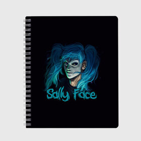 Тетрадь с принтом Sally Face , 100% бумага | 48 листов, плотность листов — 60 г/м2, плотность картонной обложки — 250 г/м2. Листы скреплены сбоку удобной пружинной спиралью. Уголки страниц и обложки скругленные. Цвет линий — светло-серый
 | sally face | загадка | лицо | протез | салли фейс | соседи | странные | тайна | ужас | фишер