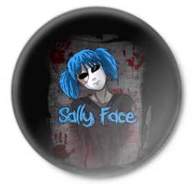 Значок с принтом Sally Face ,  металл | круглая форма, металлическая застежка в виде булавки | sally face | загадка | лицо | протез | салли фейс | соседи | странные | тайна | ужас | фишер