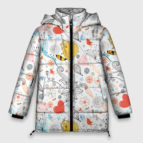 Женская зимняя куртка 3D с принтом Котик с шариком и весенние мотивы , верх — 100% полиэстер; подкладка — 100% полиэстер; утеплитель — 100% полиэстер | длина ниже бедра, силуэт Оверсайз. Есть воротник-стойка, отстегивающийся капюшон и ветрозащитная планка. 

Боковые карманы с листочкой на кнопках и внутренний карман на молнии | 14 февраля | 8 марта | белый фон | весна | девушке | день святого валентина | кот | котейка | котик | котята | лето | парню | подарок | рыжий | сердечко | сердце | шарик