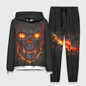 Мужской костюм 3D (с толстовкой) с принтом Skull Lava ,  |  | dead | demon | devil | executioner | metal | punisher | rap | rock | satan | skull | swag | каратель | метал | палач | рок | скелет | череп