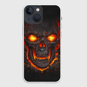 Чехол для iPhone 13 mini с принтом Skull Lava ,  |  | dead | demon | devil | executioner | metal | punisher | rap | rock | satan | skull | swag | каратель | метал | палач | рок | скелет | череп