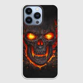 Чехол для iPhone 13 Pro с принтом Skull Lava ,  |  | dead | demon | devil | executioner | metal | punisher | rap | rock | satan | skull | swag | каратель | метал | палач | рок | скелет | череп