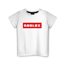 Детская футболка хлопок с принтом ROBLOX , 100% хлопок | круглый вырез горловины, полуприлегающий силуэт, длина до линии бедер | game | gamer | logo | minecraft | roblox | simulator | игра | конструктор | лого | симулятор | строительство | фигура