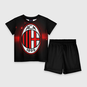 Детский костюм с шортами 3D с принтом Милан ,  |  | Тематика изображения на принте: ac milan | diavolo | milan | rossoneri | дьяволы | италия | красно чёрные | милан | серия а | форма | футбол | футболист | футбольная | футбольный клуб