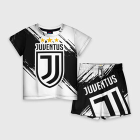 Детский костюм с шортами 3D с принтом Ювентус ,  |  | bianconeri | juve | juventus | италия | роналду | серия а | турин | форма | футбол | футболист | футбольная | футбольный клуб | черно белые | юве | ювентус