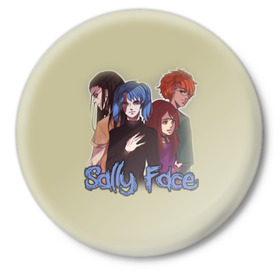 Значок с принтом Sally Face ,  металл | круглая форма, металлическая застежка в виде булавки | sally face | загадка | лицо | протез | салли фейс | соседи | странные | тайна | ужас | фишер