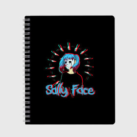 Тетрадь с принтом Sally Face , 100% бумага | 48 листов, плотность листов — 60 г/м2, плотность картонной обложки — 250 г/м2. Листы скреплены сбоку удобной пружинной спиралью. Уголки страниц и обложки скругленные. Цвет линий — светло-серый
 | sally face | загадка | лицо | протез | салли фейс | соседи | странные | тайна | ужас | фишер