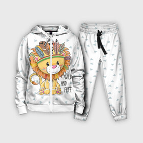 Детский костюм 3D с принтом Wild and free. lion. ,  |  | animal | free | ki | lion | predator | toy | wild | белый | воин | грива | детский | дикий | животное | игрушка | индеец | красивый | лев | львёнок | малыш | милый | надпись | перья | повязка | раскраска | рисунок | свободный