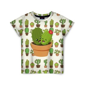 Детская футболка 3D с принтом Прикольные кактусы , 100% гипоаллергенный полиэфир | прямой крой, круглый вырез горловины, длина до линии бедер, чуть спущенное плечо, ткань немного тянется | веселый кактус | зеленый | иголки | кактусы | колючий | летний | лето | настроение | прикольный | радостный | счастье | цветок | цветы | эмоции