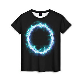Женская футболка 3D с принтом Portal , 100% полиэфир ( синтетическое хлопкоподобное полотно) | прямой крой, круглый вырез горловины, длина до линии бедер | game | portal | portal 2 | дверь | игра | круг | оранжевый | портал | портал 2 | синий | спина | телепортация