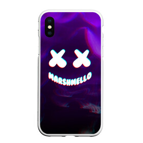 Чехол для iPhone XS Max матовый с принтом MARSHMELLO GLITCH , Силикон | Область печати: задняя сторона чехла, без боковых панелей | Тематика изображения на принте: dj | marshmello | usa | америка | клубная музыка | маршмелло | музыка | музыкант