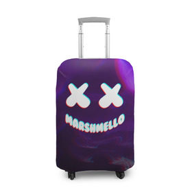 Чехол для чемодана 3D с принтом MARSHMELLO GLITCH , 86% полиэфир, 14% спандекс | двустороннее нанесение принта, прорези для ручек и колес | dj | marshmello | usa | америка | клубная музыка | маршмелло | музыка | музыкант