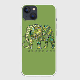 Чехол для iPhone 13 с принтом Elephant ,  |  | african | animal | backgr | big | drawing | elephant | ethnic | flowers | graphics | heavy | ornament | pattern | trunk | tusks | wild | африканский | бивни | большой | графика | дикий | животное | зелёный | орнамент | рисунок | слон | тяжёлый | узор | фо