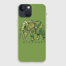 Чехол для iPhone 13 mini с принтом Elephant ,  |  | african | animal | backgr | big | drawing | elephant | ethnic | flowers | graphics | heavy | ornament | pattern | trunk | tusks | wild | африканский | бивни | большой | графика | дикий | животное | зелёный | орнамент | рисунок | слон | тяжёлый | узор | фо