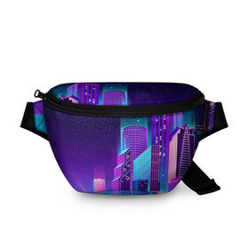 Поясная сумка 3D с принтом Neon Nights , 100% полиэстер | плотная ткань, ремень с регулируемой длиной, внутри несколько карманов для мелочей, основное отделение и карман с обратной стороны сумки застегиваются на молнию | city | neon синтвейв | retrowave | synthwave | горо | неон | ночь | ретровейв