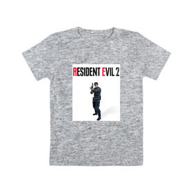 Детская футболка хлопок с принтом Resident Evil 2 : Remake (Leon Kennedy) , 100% хлопок | круглый вырез горловины, полуприлегающий силуэт, длина до линии бедер | 