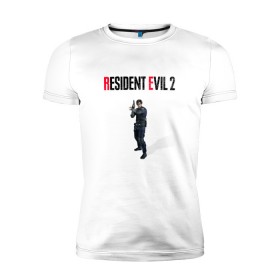 Мужская футболка премиум с принтом Resident Evil 2 : Remake (Leon Kennedy) , 92% хлопок, 8% лайкра | приталенный силуэт, круглый вырез ворота, длина до линии бедра, короткий рукав | 